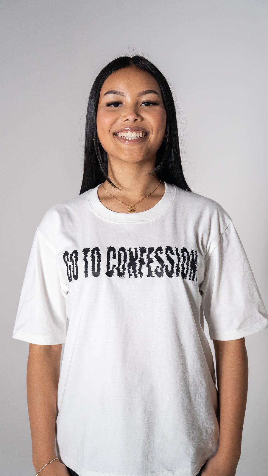 "GO TO CONFESSION" Tee - WHITE